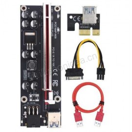 Dual 6 Pin Molex 4 Pin Black Riser Ver 009s Plus Pci-E Riser 1x 4X 6X 8X 16x Ver009s Plus For Bitcoin Mining With USB 3.0 Cable 